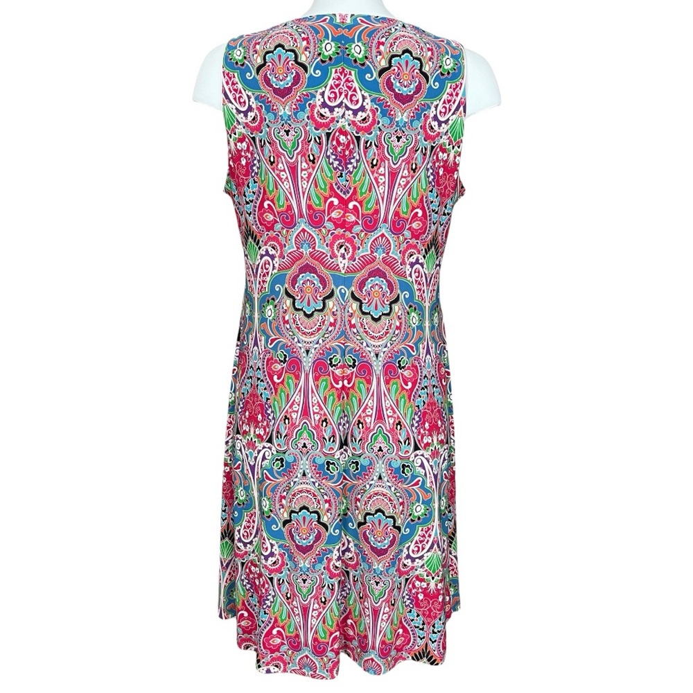 Tommy Hilfiger Pink Multi Color Paisley Poly Spandex Blend Dress Size 10 - Picture 5 of 10